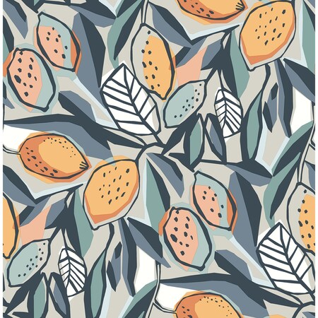 Manhattan Comfort McKinney Meyer Teal Citrus 33 ft L X 205 in W Wallpaper BR4014-26421